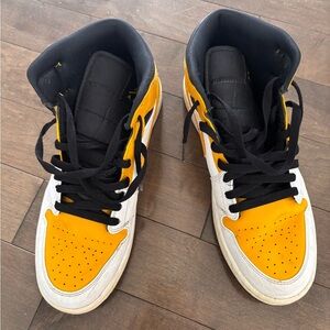 Yellow and Black High-Top Sneakers Nike Air Jordans
